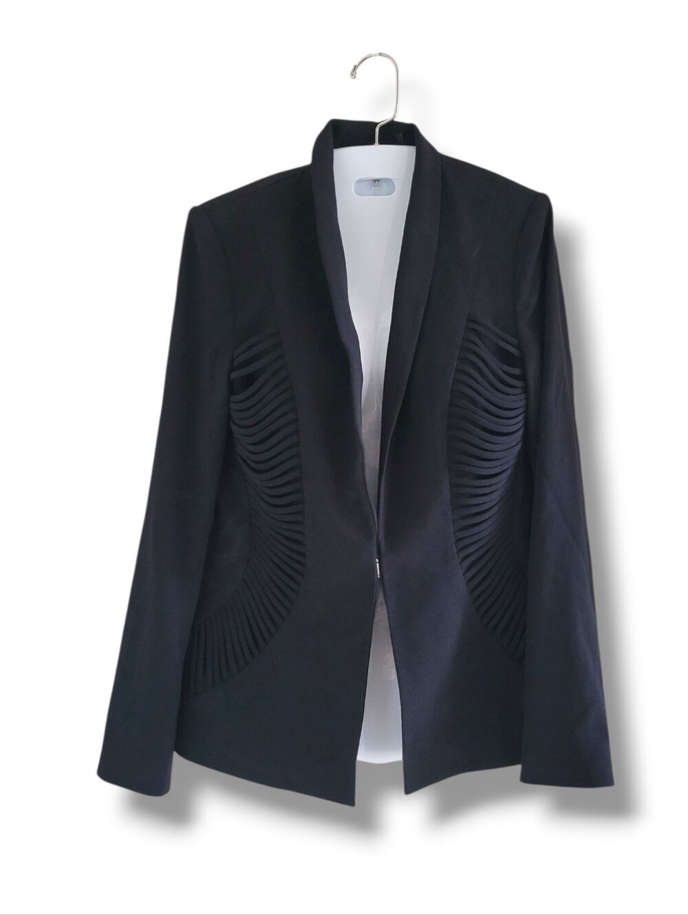 Marciano | EUC Black Sculptural Pleated Tuxedo Blazer Jacket (SIZE S)